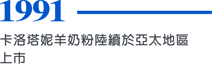 1991，卡洛塔妮羊奶粉陸續於亞太地區上市